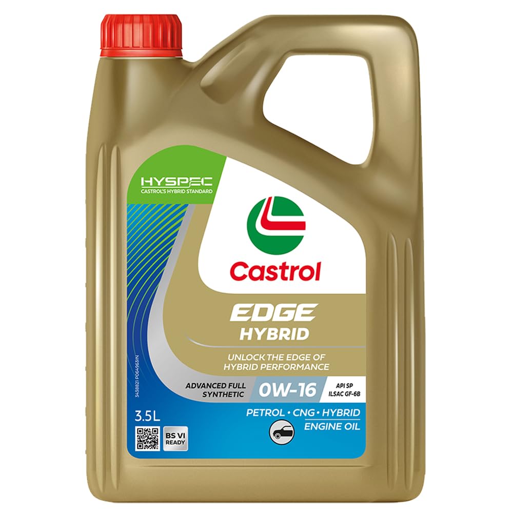 Castrol EDGE Hybrid 0W-16 Full Synthetic Engine Oil | Power Boost Technology | For Petrol, CNG & Hybrid Cars | 3.5L