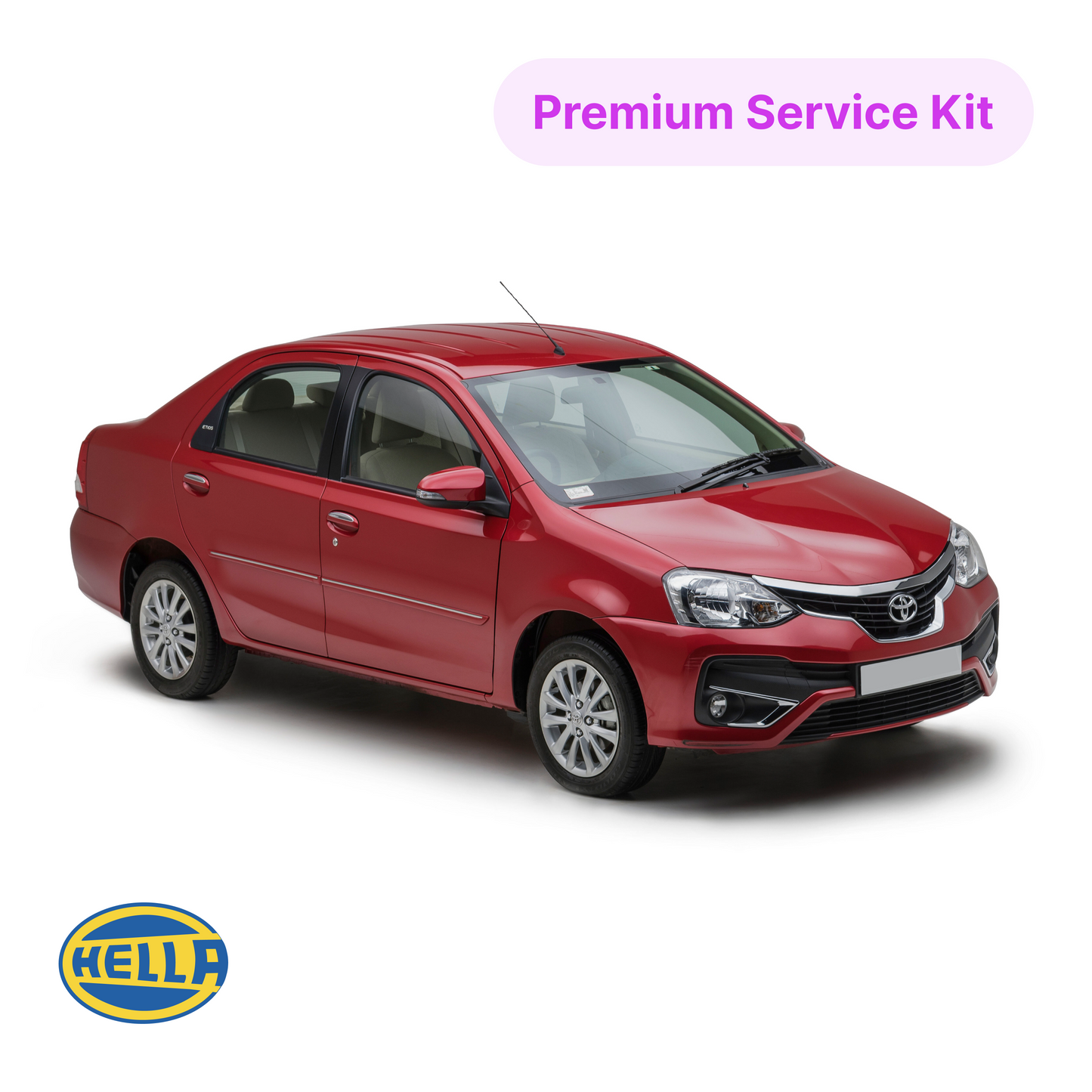 Hella Service Kit for Toyota Etios Diesel – Fully Synthetic Engine Oil, Oil Filter, AC Filter & Air Filter