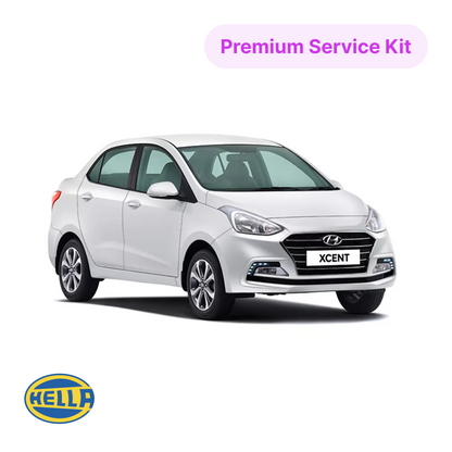 Hella Service Kit for Hyundai Xcent Petrol – Fully Synthetic Engine Oil, Oil Filter, AC Filter & Air Filter